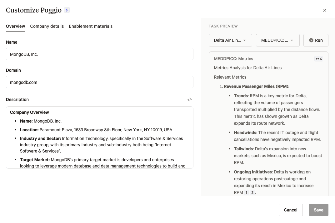 Company overview tailoring